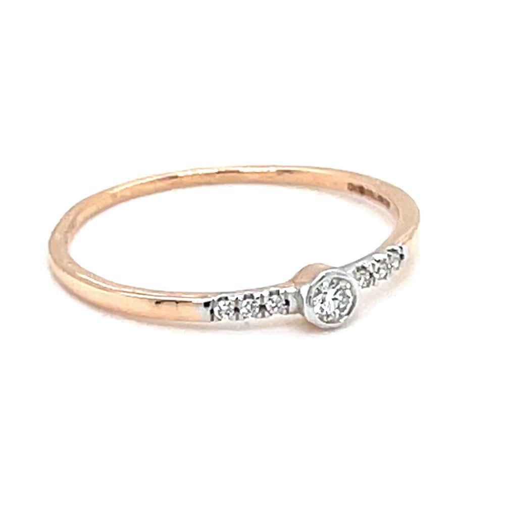 Classic Single Line Diamond Band Ring in 18K Rose Gold 0LR172 - Image 3