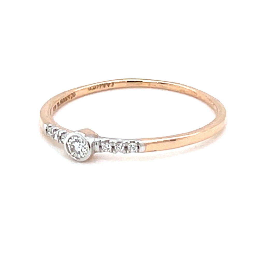 Classic Single Line Diamond Band Ring in 18K Rose Gold 0LR172 - Image 2