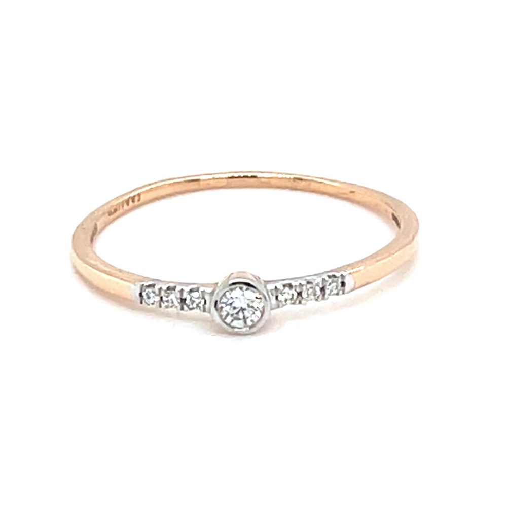 Classic Single Line Diamond Band Ring in 18K Rose Gold 0LR172