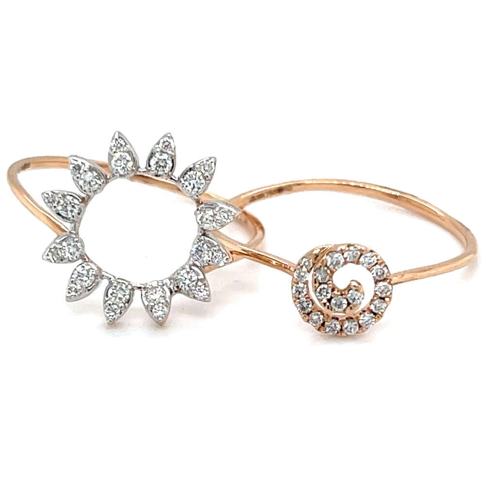 Stackable Ring with a Flower Motif in 18k Rose Gold 0LR162 - Image 2