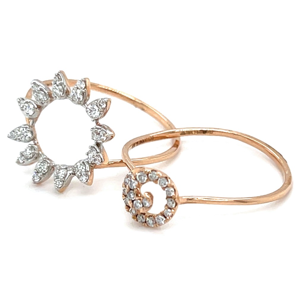 Stackable Diamond Ring with a Flower Motif in 18k Rose Gold 0LR162 - Image 3
