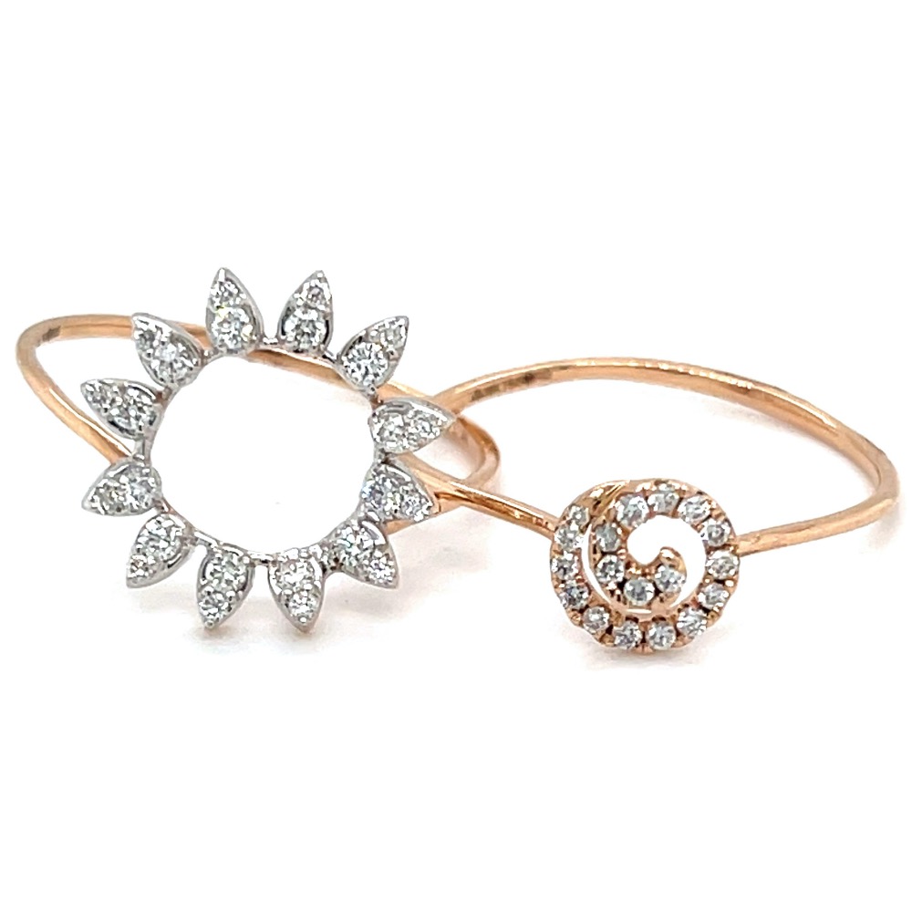 Stackable Diamond Ring with a Flower Motif in 18k Rose Gold 0LR162 - Image 2