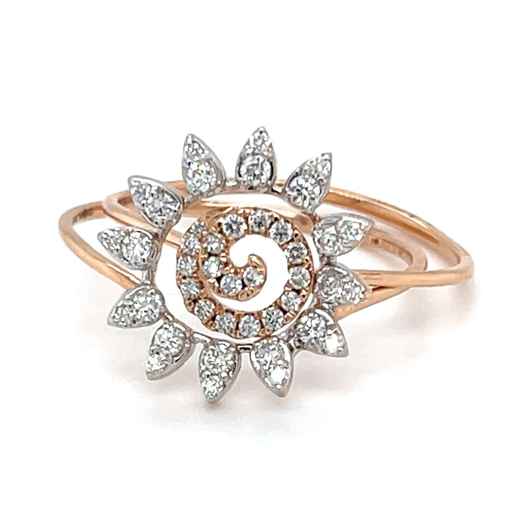 Stackable Diamond Ring with a Flower Motif in 18k Rose Gold 0LR162