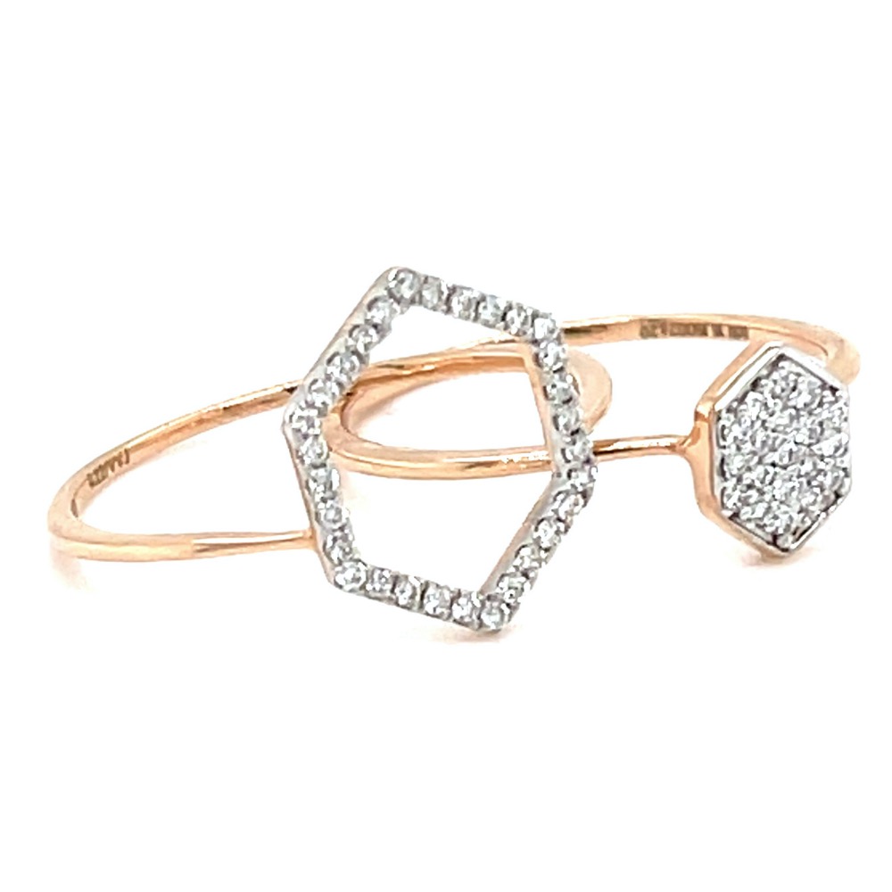 Stackable hexagon diamond ring in 18k rose gold - 0lr161 - Image 4