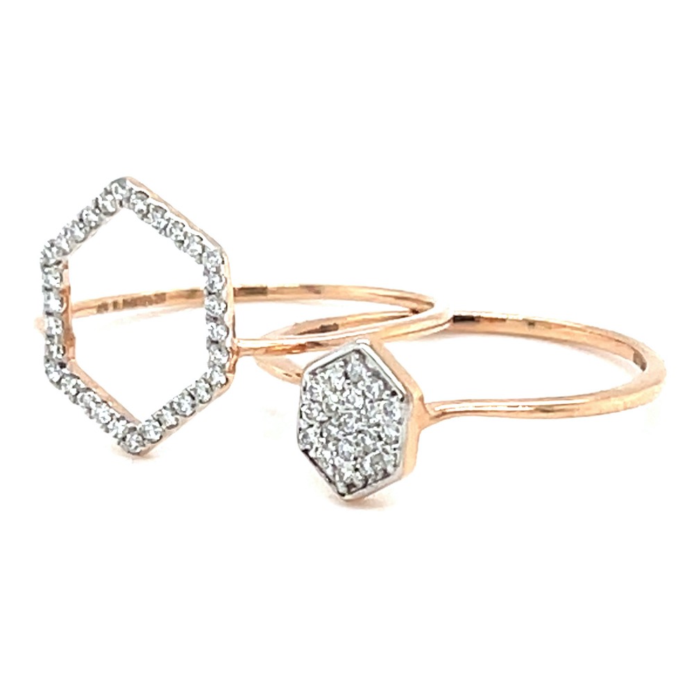 Stackable hexagon diamond ring in 18k rose gold - 0lr161 - Image 3