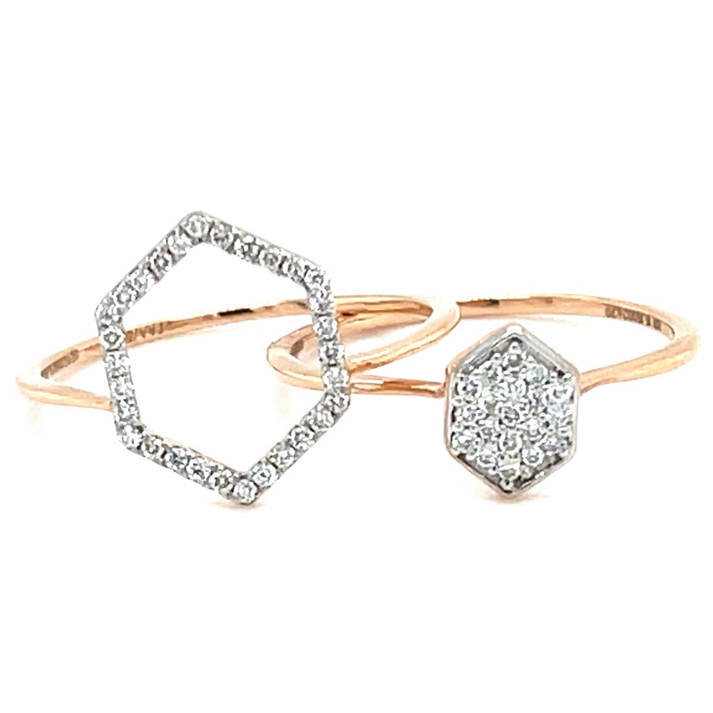 Stackable hexagon diamond ring in 18k rose gold - 0lr161 - Image 2
