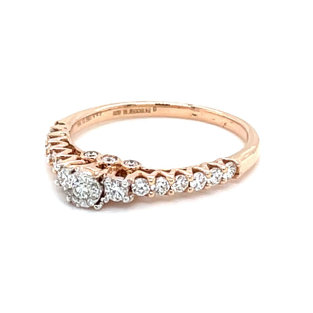 Shared Prong Single Line Band Ring in 18k Rose Gold - 0LR155 - Image 2