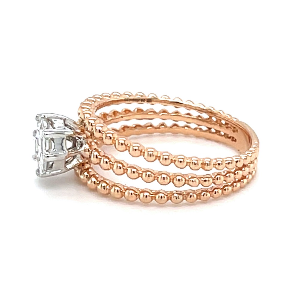 Three Lines Solitaire Effect Ring in Rose Gold - 0LR137 - Image 4