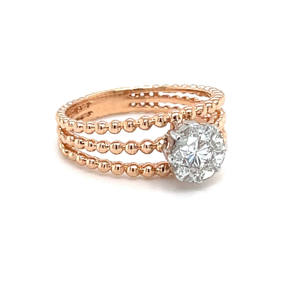 Three Lines Solitaire Effect Ring in Rose Gold - 0LR137 - Image 3