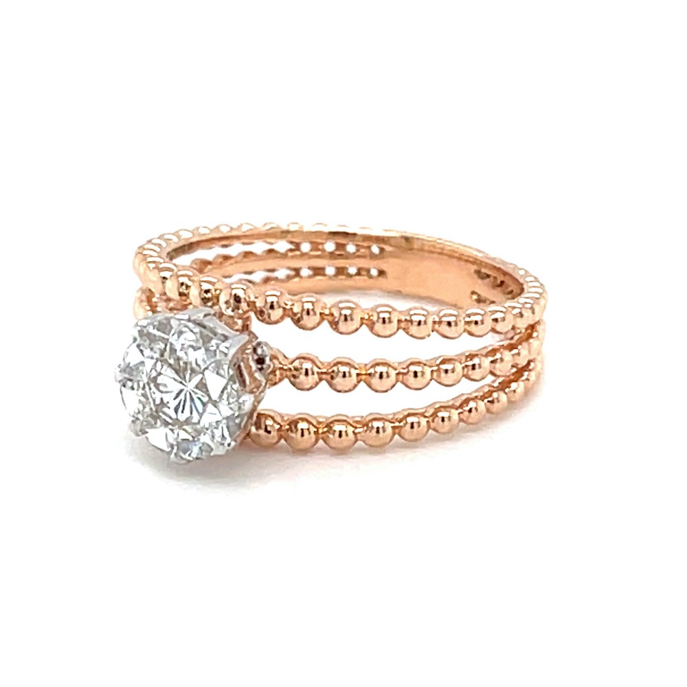 Three Lines Solitaire Effect Ring in Rose Gold - 0LR137 - Image 2