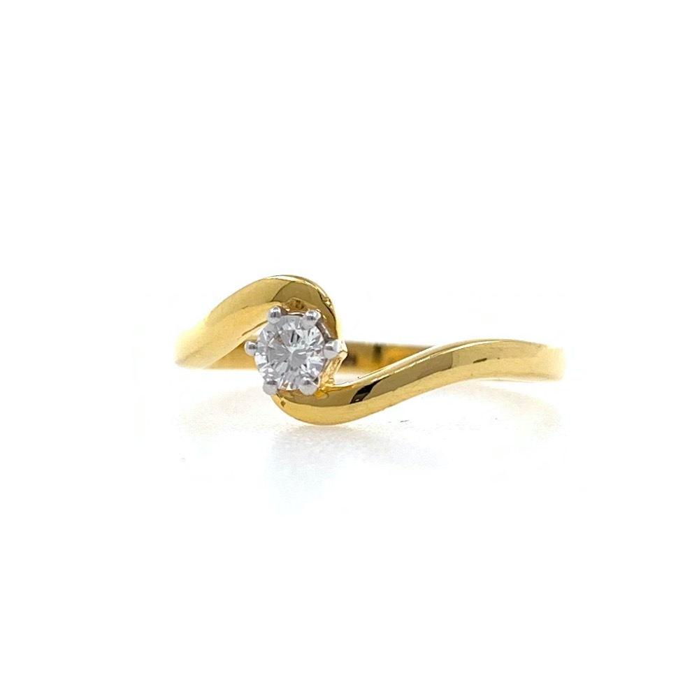 Single Diamond Ladies ring in 18k Yellow Gold - 1.840 grams - VVS EF 12 cents - 0LR75 - Image 4