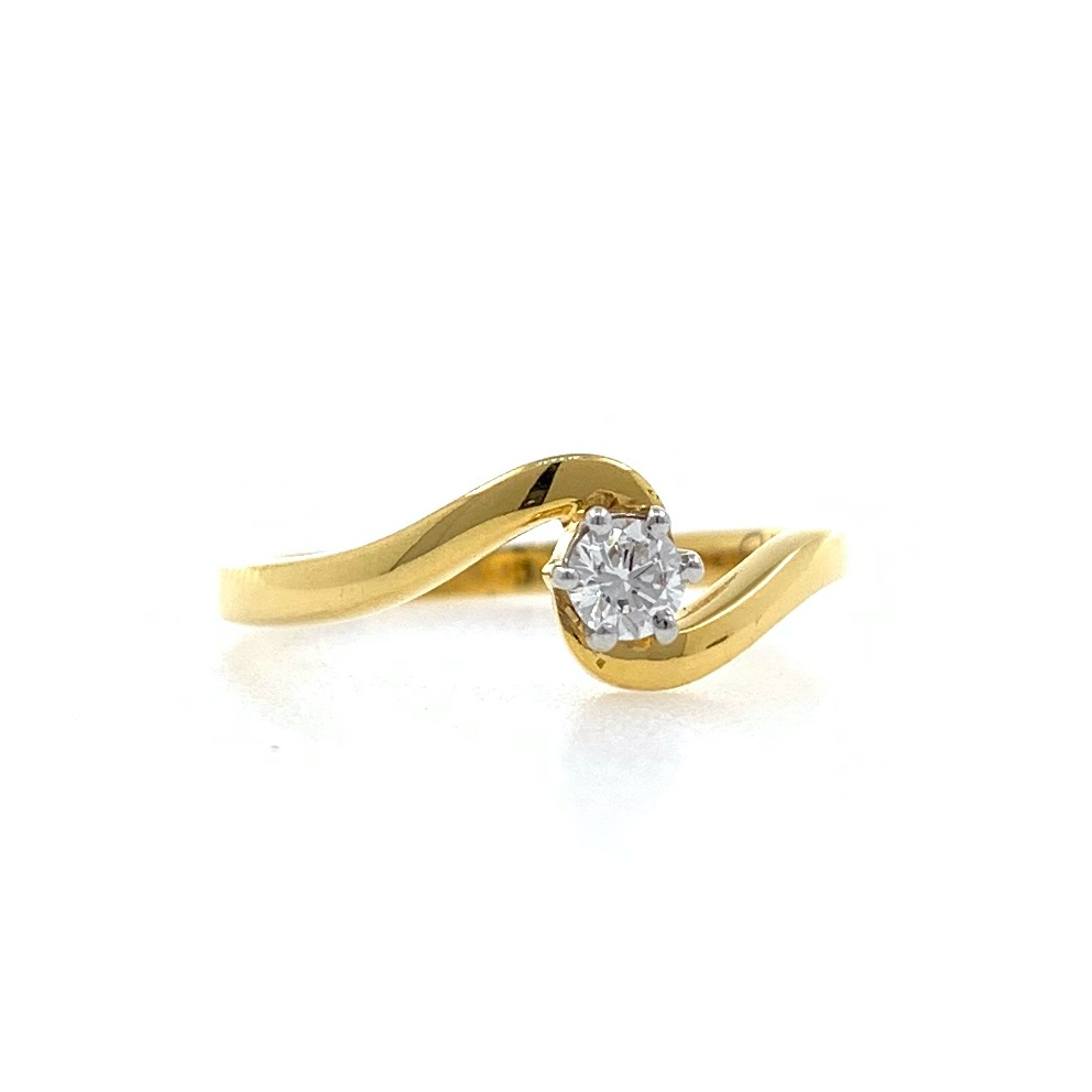 Single Diamond Ladies ring in 18k Yellow Gold - 1.840 grams - VVS EF 12 cents - 0LR75 - Image 3