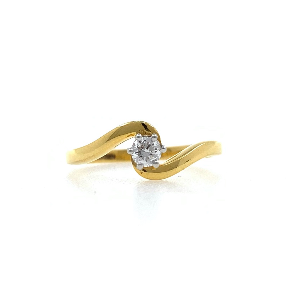 Single Diamond Ladies ring in 18k Yellow Gold - 1.840 grams - VVS EF 12 cents - 0LR75 - Image 2