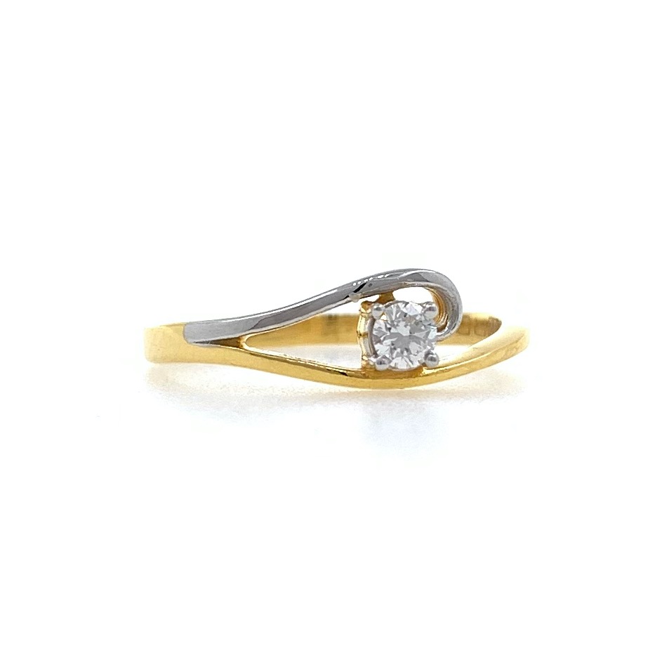 Classic solitaire diamond ring in 18k yellow gold - 1.730 gms - vvs ef 9 cents - 0lr73 - Image 3