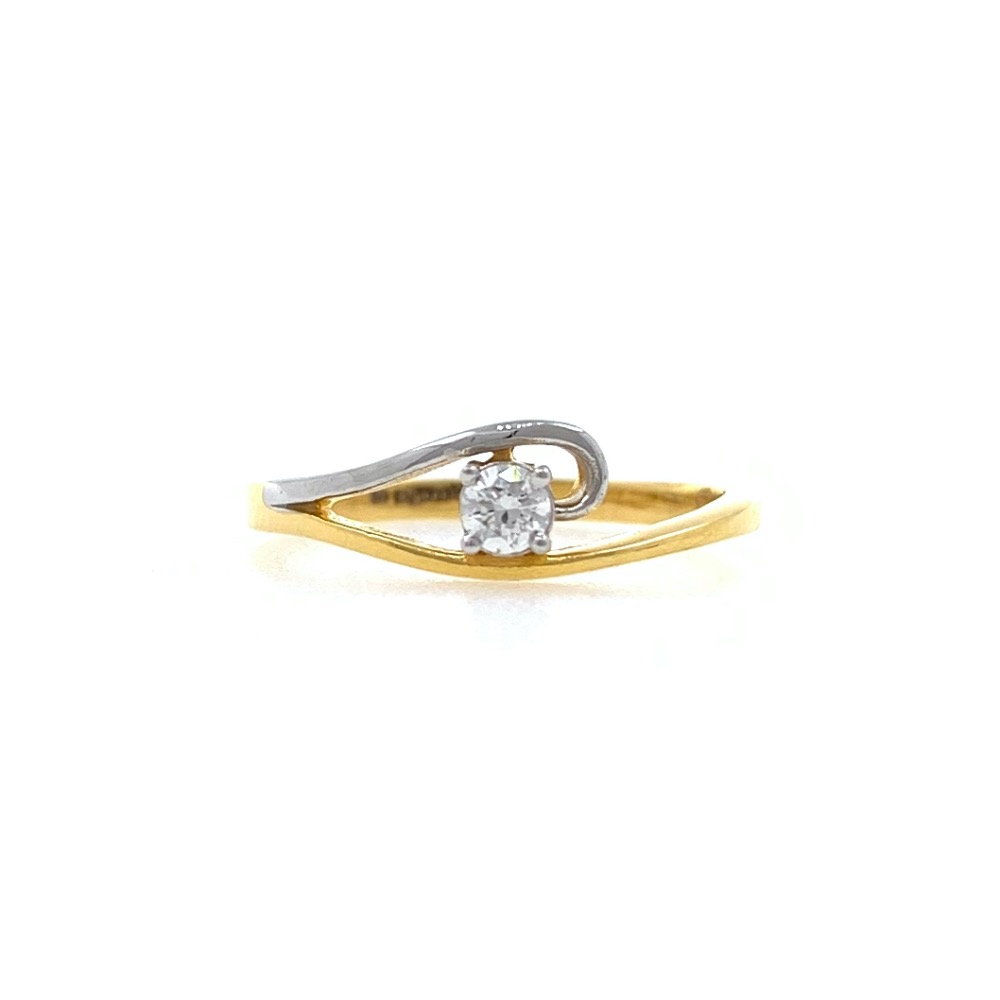 Classic solitaire diamond ring in 18k yellow gold - 1.730 gms - vvs ef 9 cents - 0lr73 - Image 2