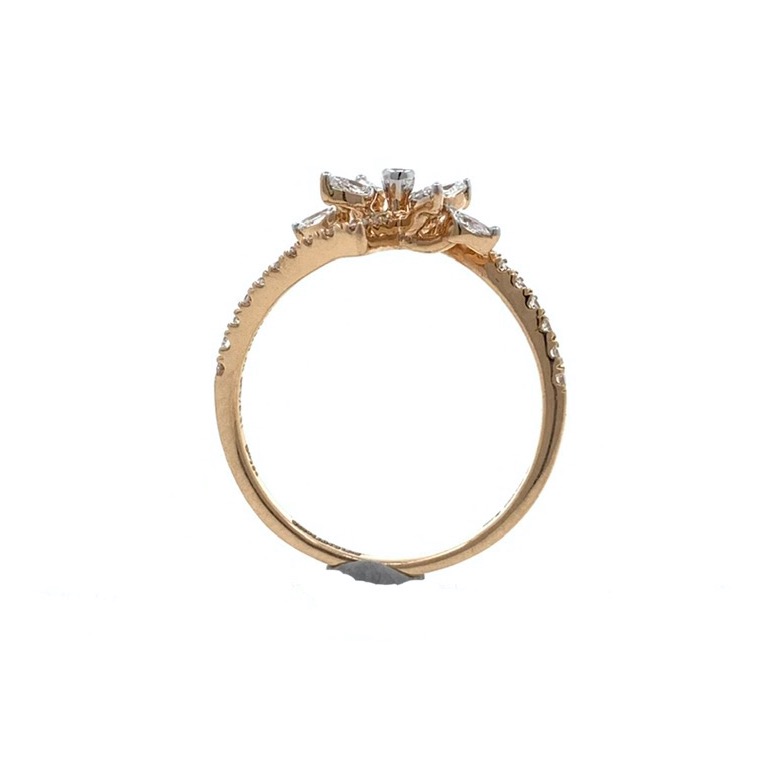 Floral ring with marquise and round diamonds in 18k rose gold - 1.960 grams - vvs ef 0.41 carat - 0lr69 - Image 5