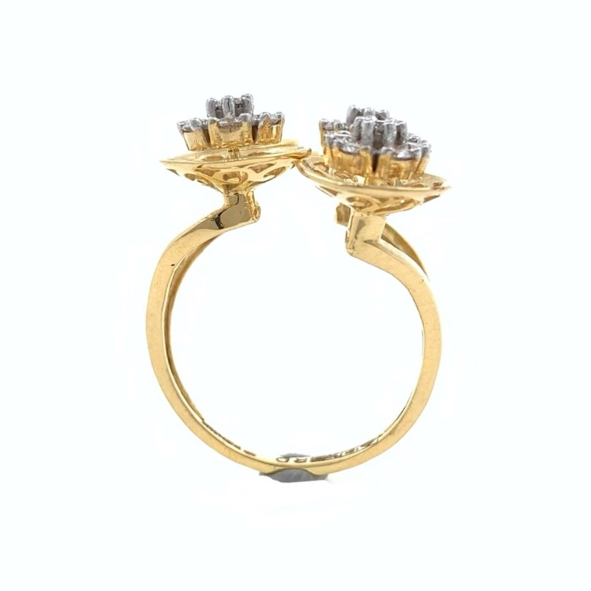 Quad Flower diamond Cocktail Ring in 18k Yellow Gold - 6.500 grams - VVS EF 0.87 carats - 0LR59 - Image 5