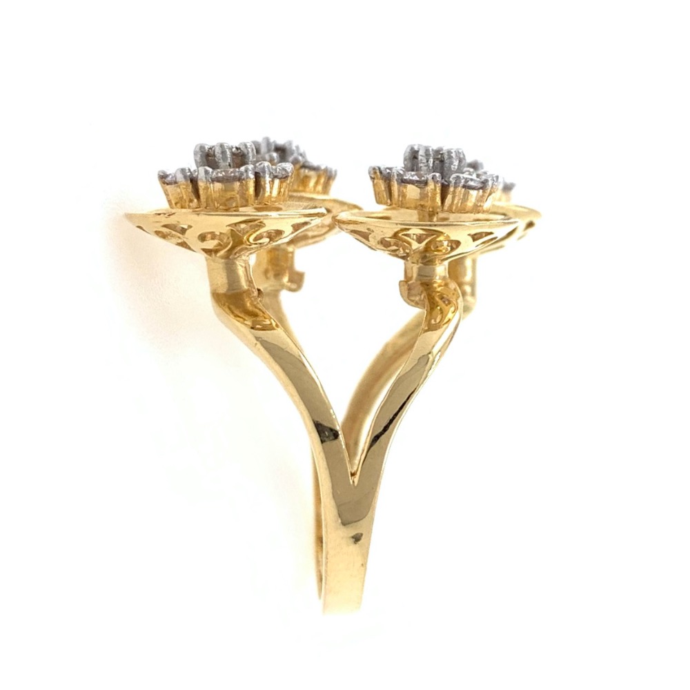 Quad Flower diamond Cocktail Ring in 18k Yellow Gold - 6.500 grams - VVS EF 0.87 carats - 0LR59 - Image 4