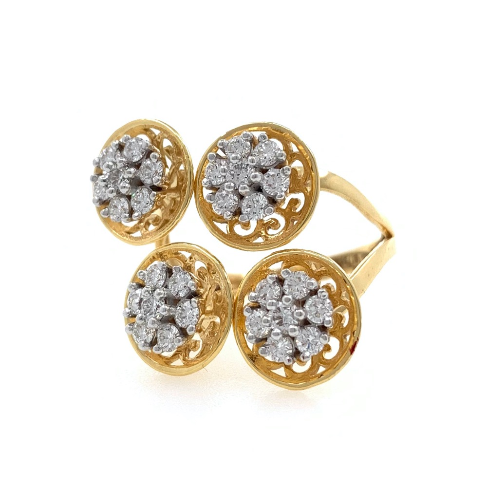 Quad Flower diamond Cocktail Ring in 18k Yellow Gold - 6.500 grams - VVS EF 0.87 carats - 0LR59 - Image 3