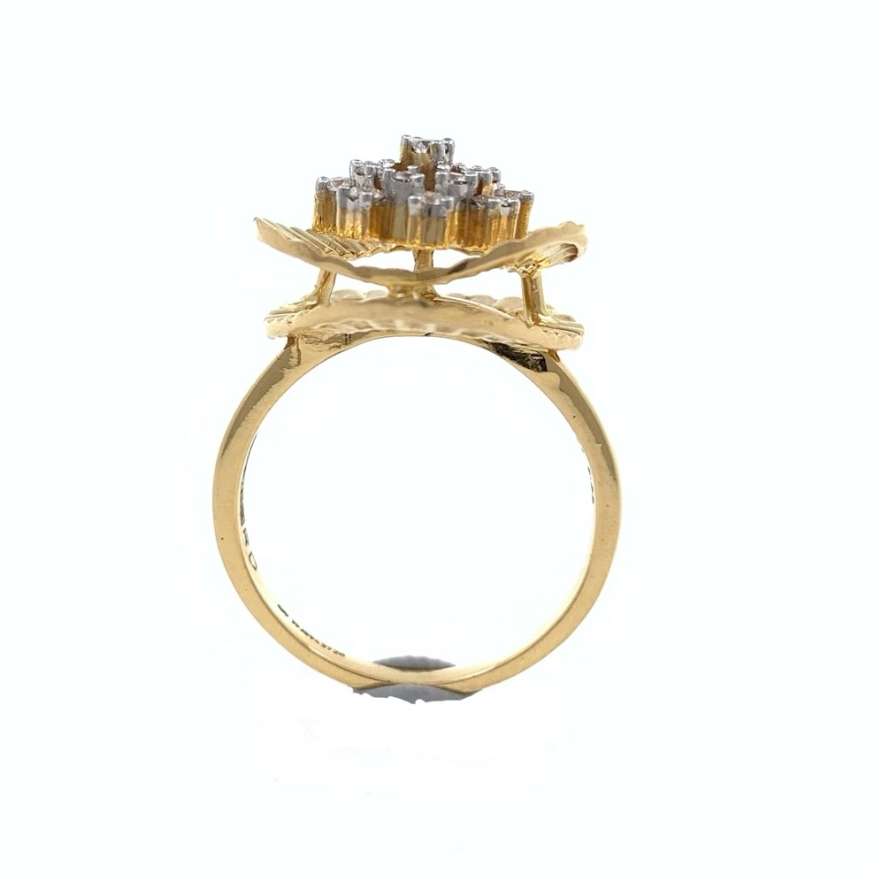 Fancy Cocktail Ring with Wave effect in 18K Yellow Gold - 6.980 grams - 0.32 carats - VVS EF - 0LR57 - Image 4