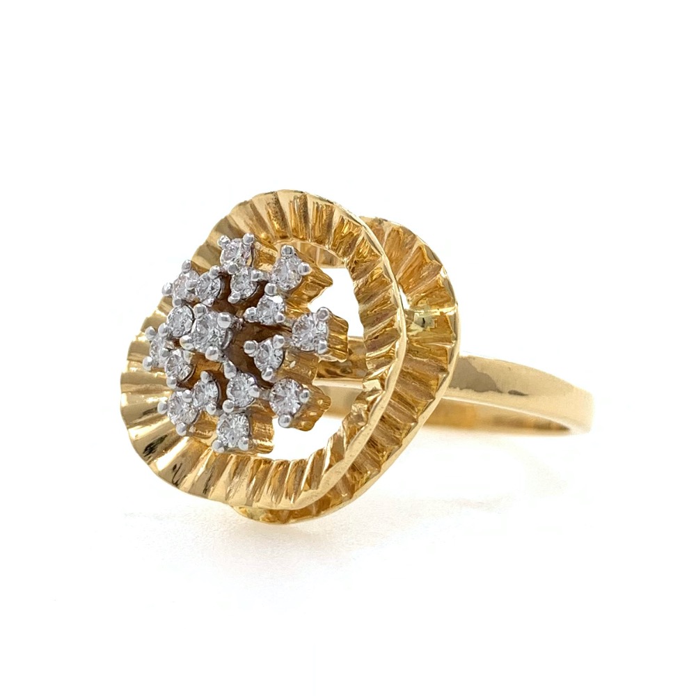 Fancy Cocktail Ring with Wave effect in 18K Yellow Gold - 6.980 grams - 0.32 carats - VVS EF - 0LR57 - Image 3