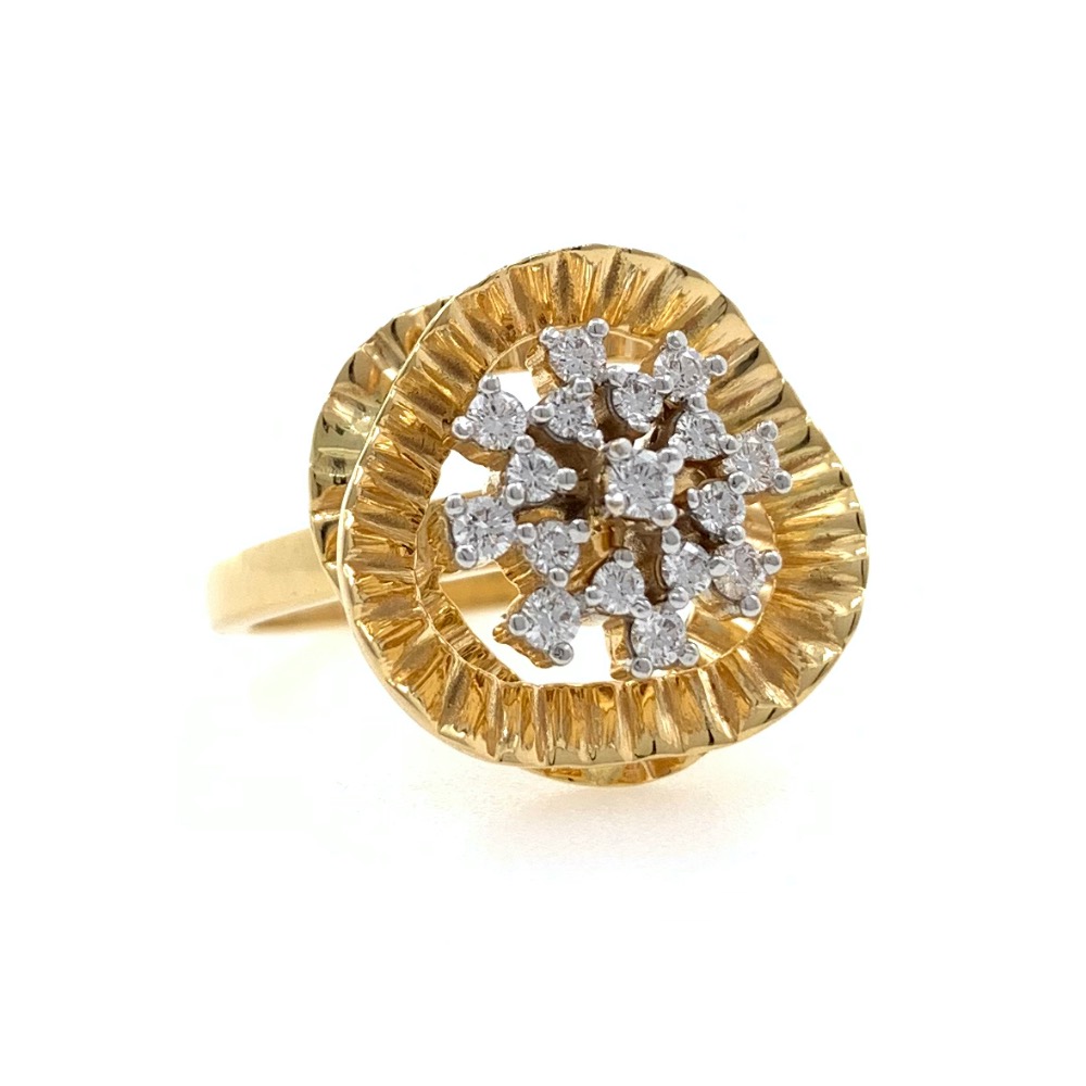 Fancy Cocktail Ring with Wave effect in 18K Yellow Gold - 6.980 grams - 0.32 carats - VVS EF - 0LR57 - Image 2