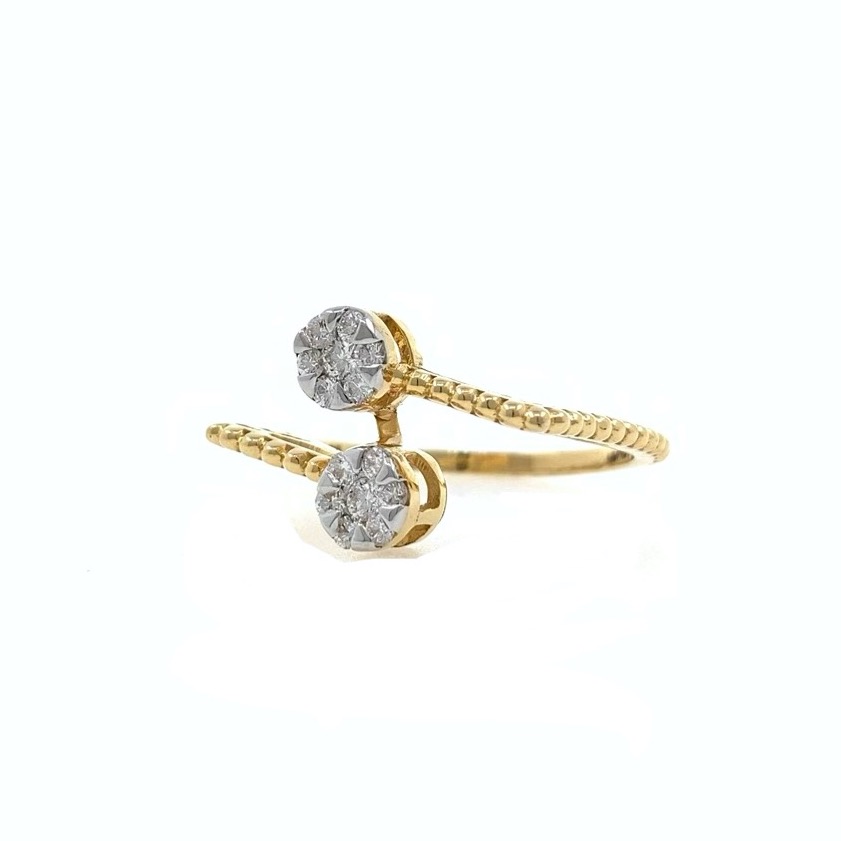 Dual Flower Fancy Diamond Ring in 18k Yellow Gold - 3.080 grams - 23 cents - VVS EF - 0LR56 - Image 4