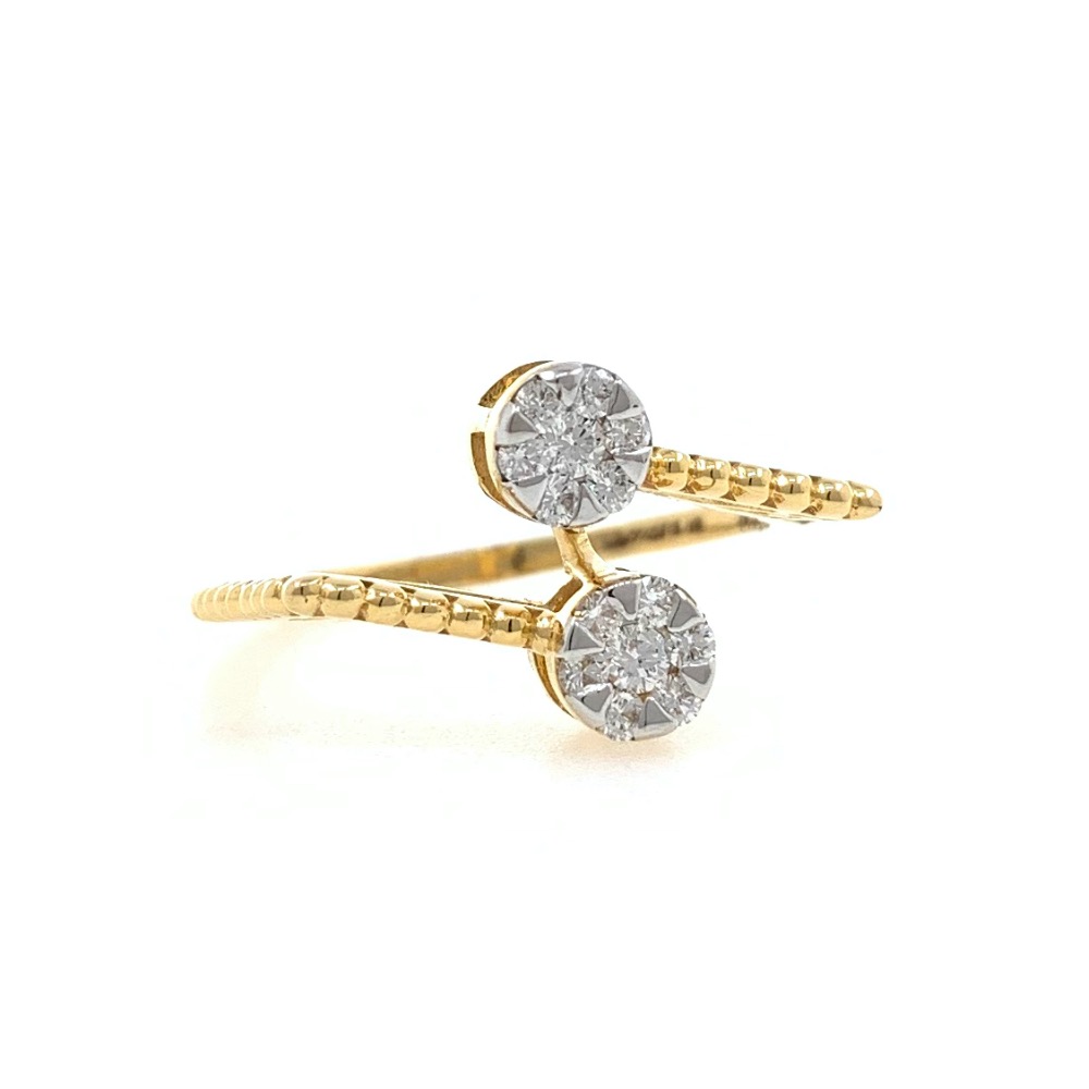 Dual Flower Fancy Diamond Ring in 18k Yellow Gold - 3.080 grams - 23 cents - VVS EF - 0LR56 - Image 3