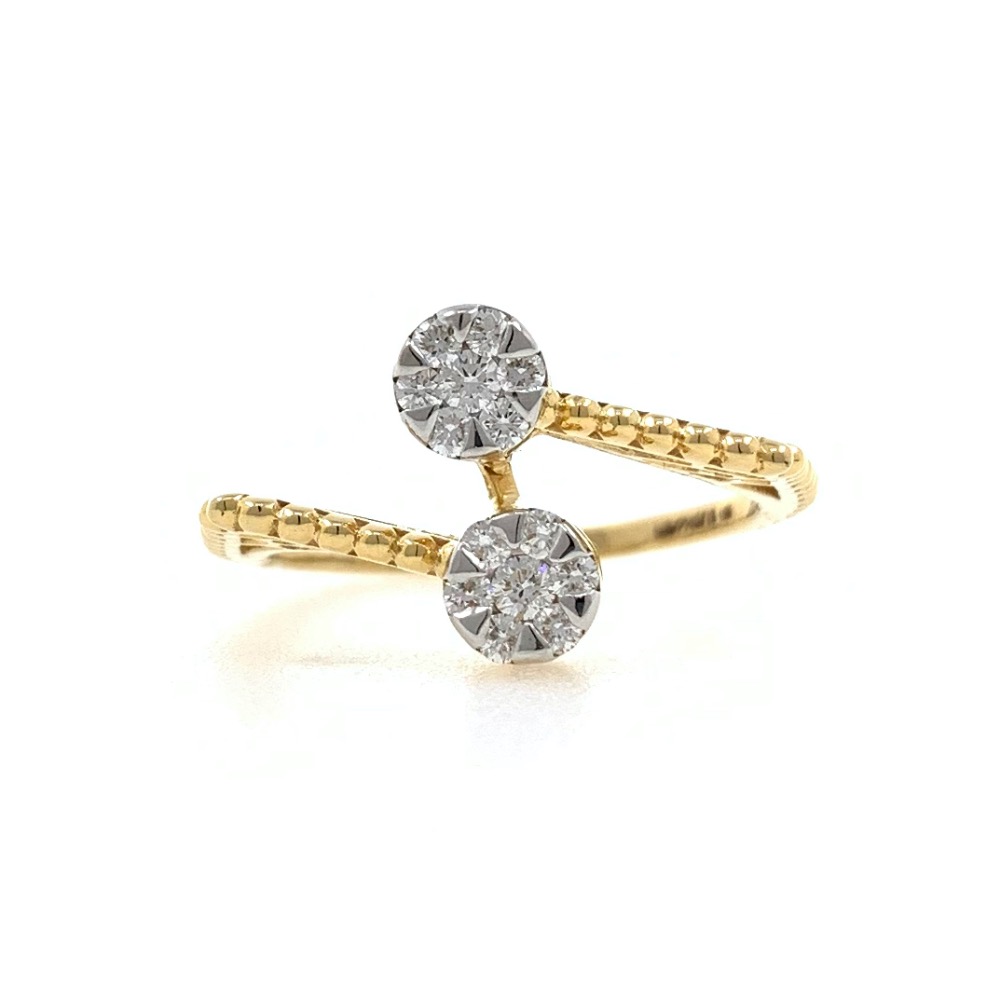 Dual Flower Fancy Diamond Ring in 18k Yellow Gold - 3.080 grams - 23 cents - VVS EF - 0LR56 - Image 2