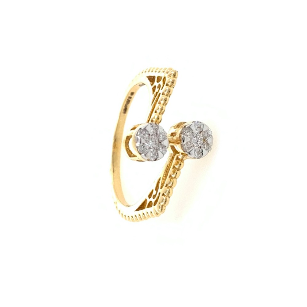 Dual Flower Fancy Diamond Ring in 18k Yellow Gold - 3.080 grams - 23 cents - VVS EF - 0LR56