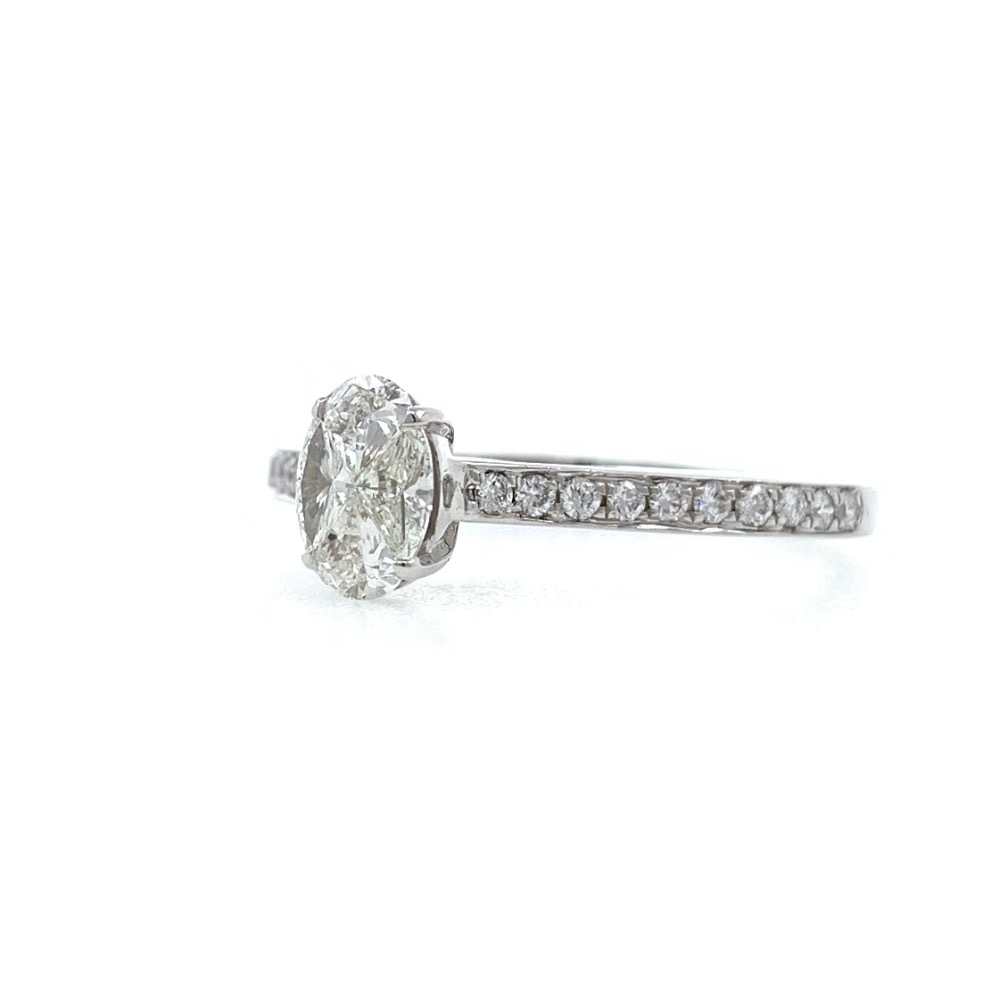 Oval Shaped Pie Cut Diamond Engagement Ring in 18k White Gold - VVS - VS - FG - 2.210 grams - 0.38 carat - 0LR43 - Image 4