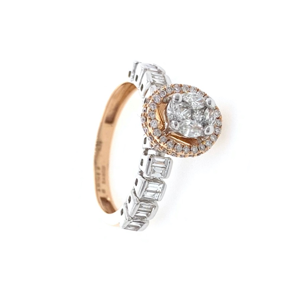 Mooi Diamond ring with pressure Setting using Marquise Princess Baguette and Round Diamonds 0LR40