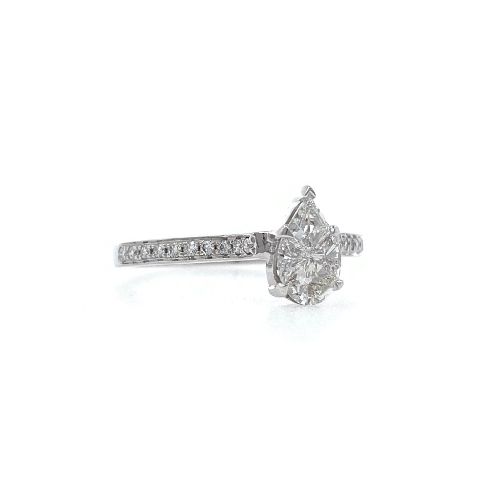 Pear shaped solitaire diamond ring for engagement in 18k white gold - vvs/vs fg - 2.510 grams - 0lr38 - Image 3