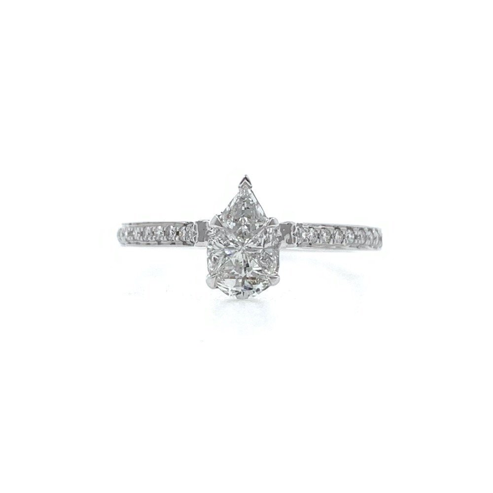 Pear shaped solitaire diamond ring for engagement in 18k white gold - vvs/vs fg - 2.510 grams - 0lr38 - Image 2