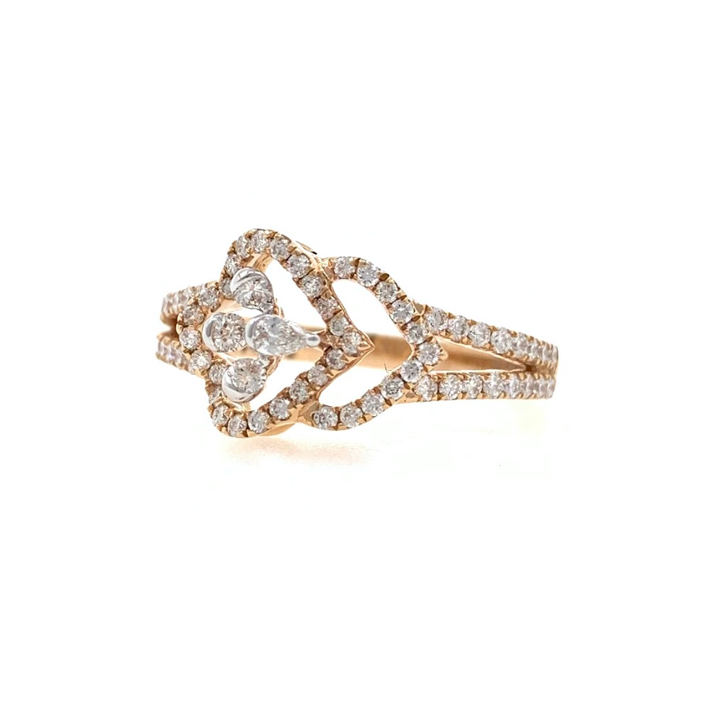 Satis diamond ladies ring with pear & round diamonds having asymmetrical look in 18k rose gold - vvs ef - 51 cents - 3.650 grams - 0lr37 - Image 3