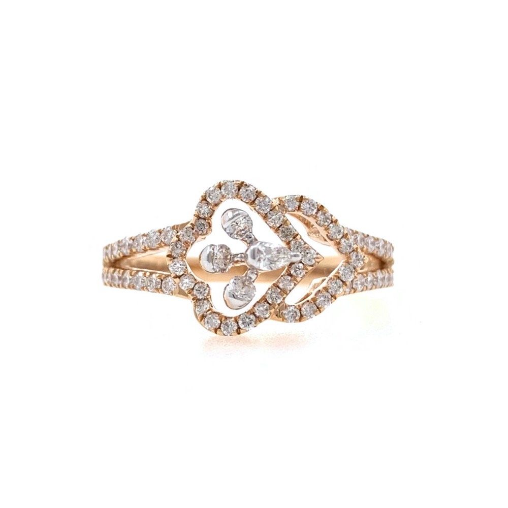 Satis diamond ladies ring with pear & round diamonds having asymmetrical look in 18k rose gold - vvs ef - 51 cents - 3.650 grams - 0lr37 - Image 2