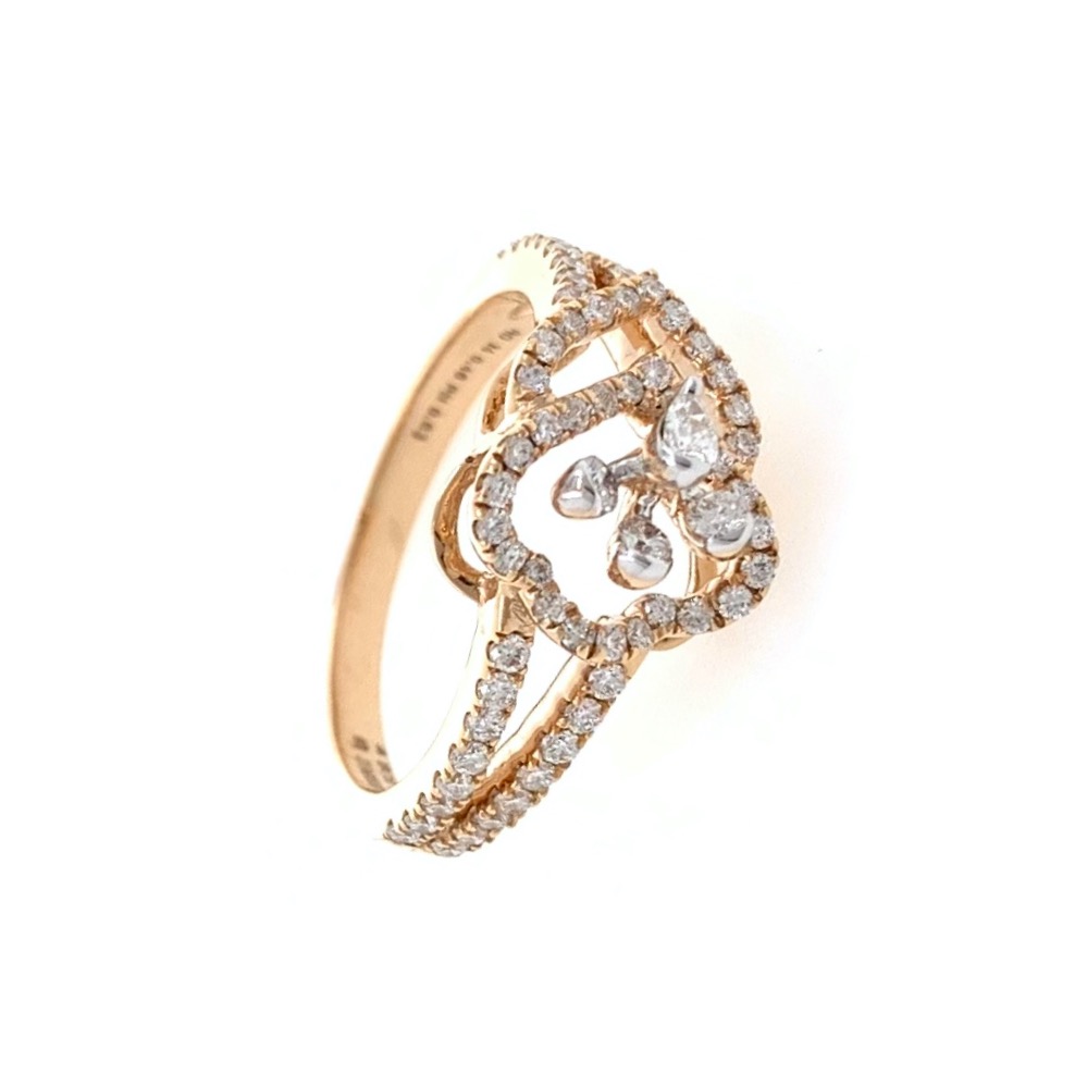 Satis diamond ladies ring with pear & round diamonds having asymmetrical look in 18k rose gold - vvs ef - 51 cents - 3.650 grams - 0lr37