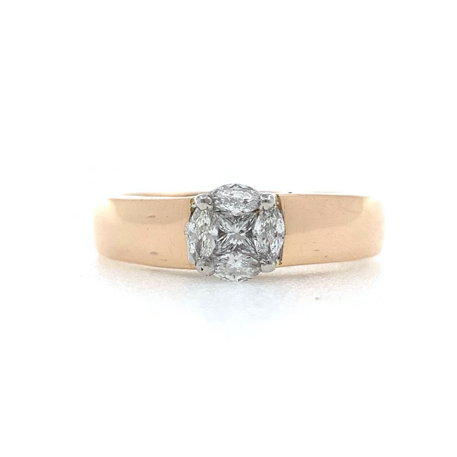 Jeune Diamond ring with Marquise & Princess Diamonds in 18k Rose Gold - VVS EF - 0.22 cts - 4.660 gms - 0LR34 - Image 2