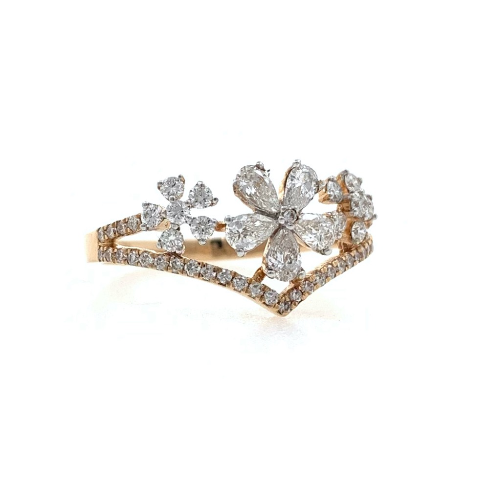 Trio Flower in Pear & Round Diamonds in 18k Rose Gold - VVS EF - 0.63 cts - 2.300 gms - 0LR31 - Image 3
