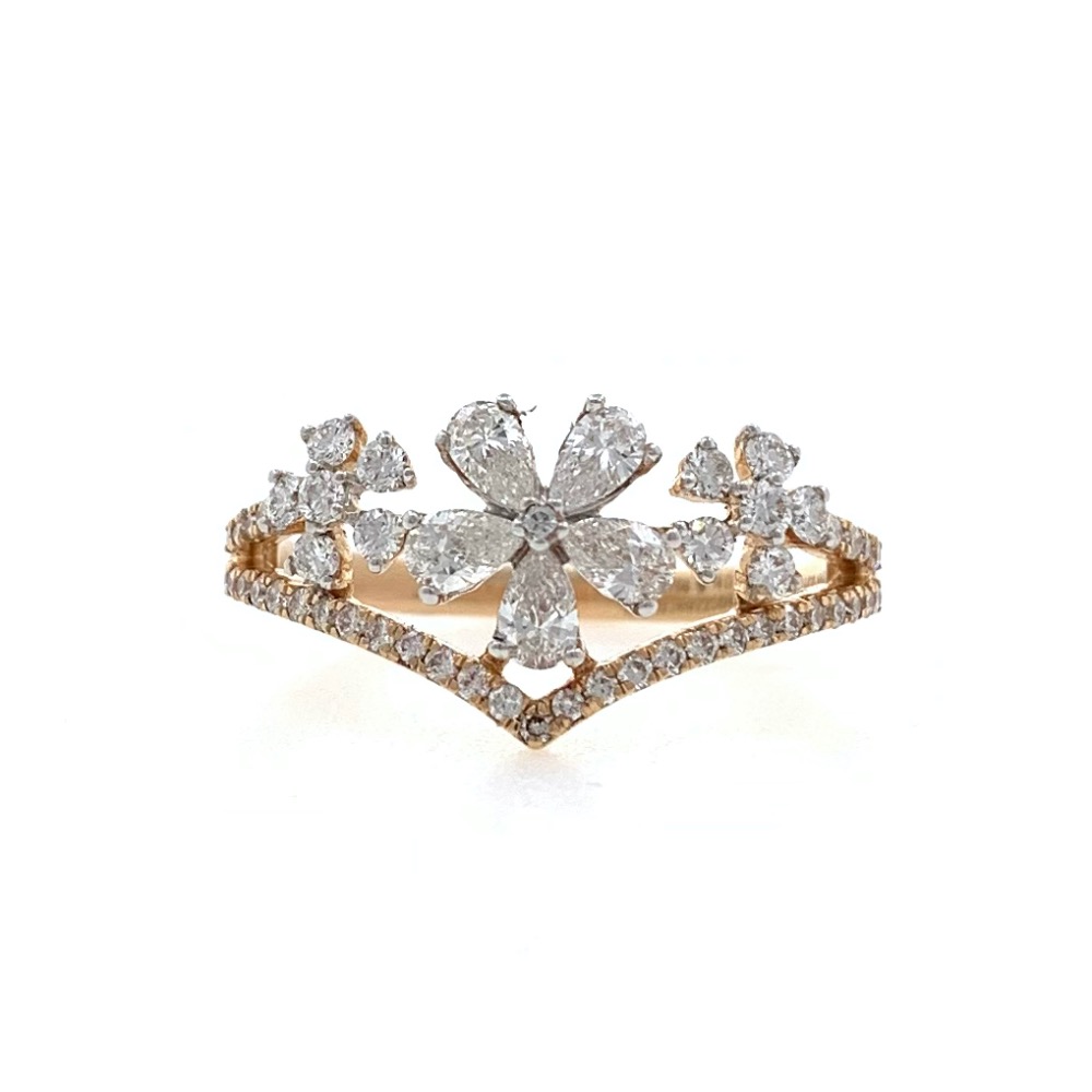 Trio Flower in Pear & Round Diamonds in 18k Rose Gold - VVS EF - 0.63 cts - 2.300 gms - 0LR31 - Image 2