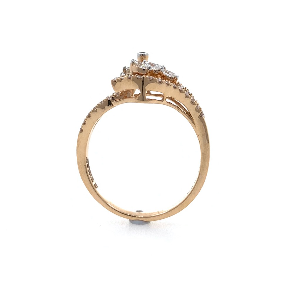 Divan Flower & Leaf Pattern Diamond Ladies Ring in 18k Rose Gold 0LR23 - Image 5