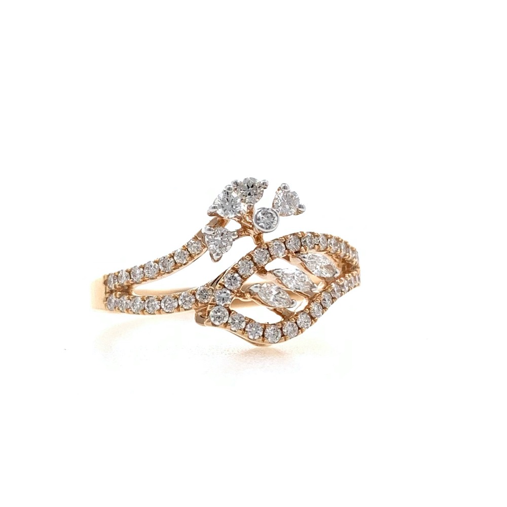 Divan Flower & Leaf Pattern Diamond Ladies Ring in 18k Rose Gold 0LR23 - Image 3
