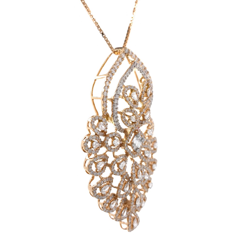 charmante with Fancy Shaped diamond pendant in 18k Rose Gold 9shp41 - Image 4