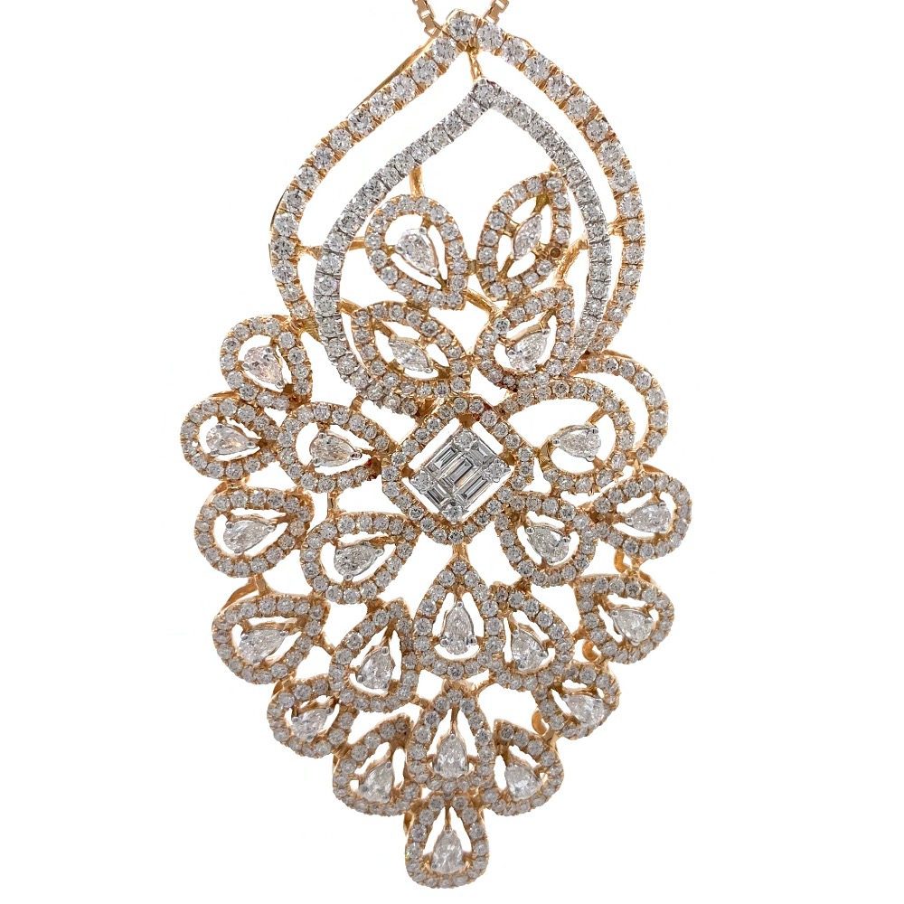 charmante with Fancy Shaped diamond pendant in 18k Rose Gold 9shp41 - Image 2