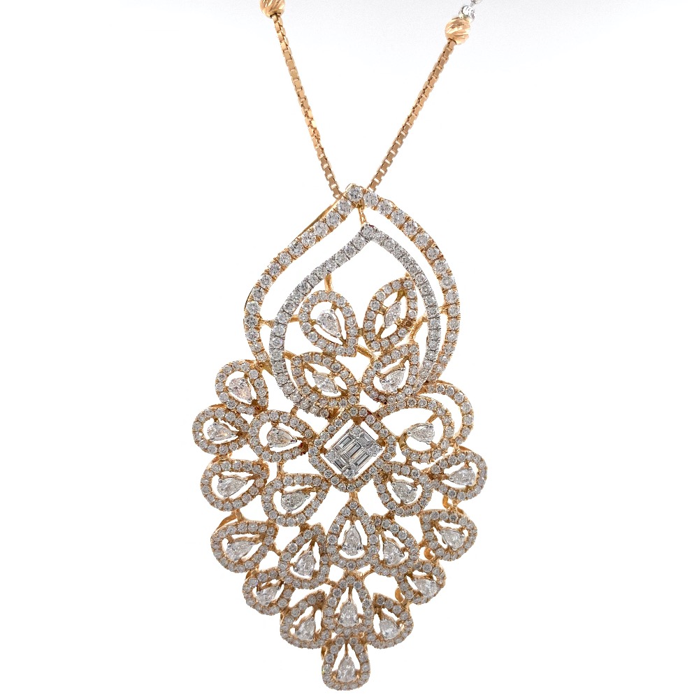 charmante with Fancy Shaped diamond pendant in 18k Rose Gold 9shp41
