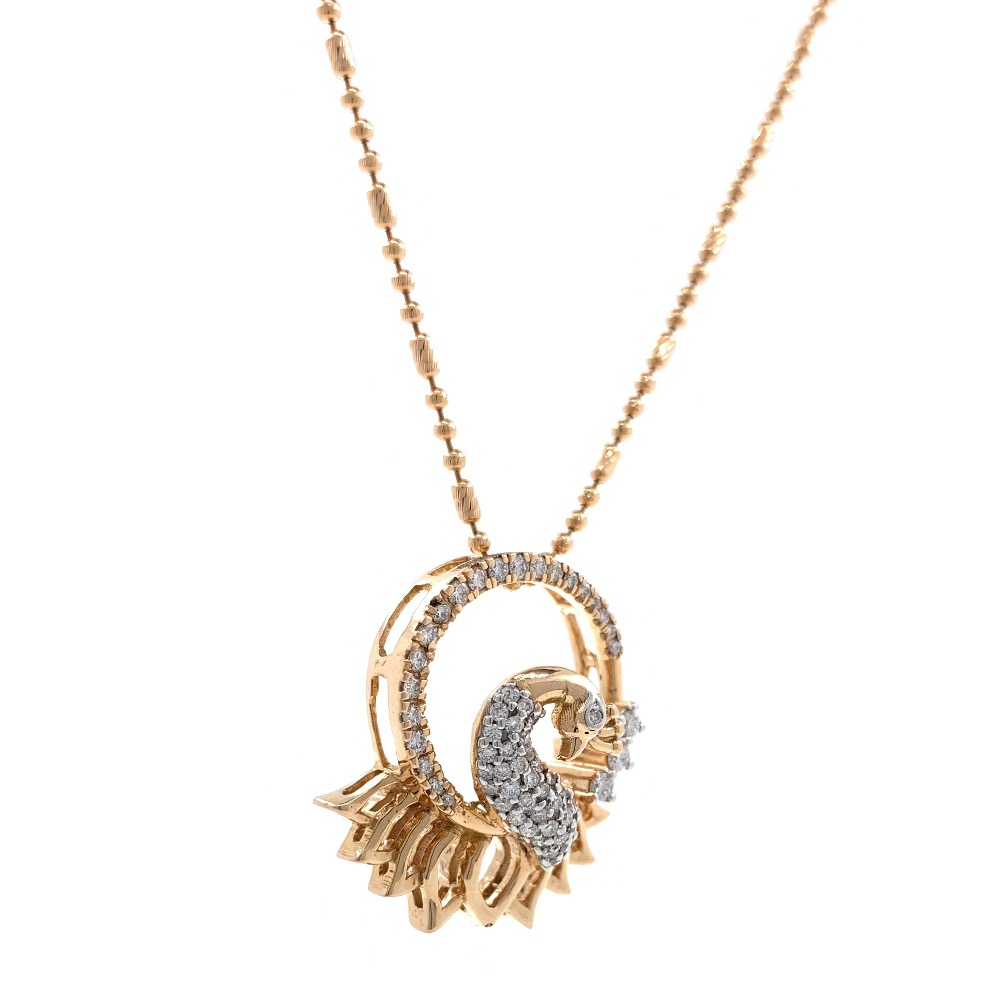 Peacock Design Diamond Pendant in 18k Rose Gold 9SHP28 - Image 4