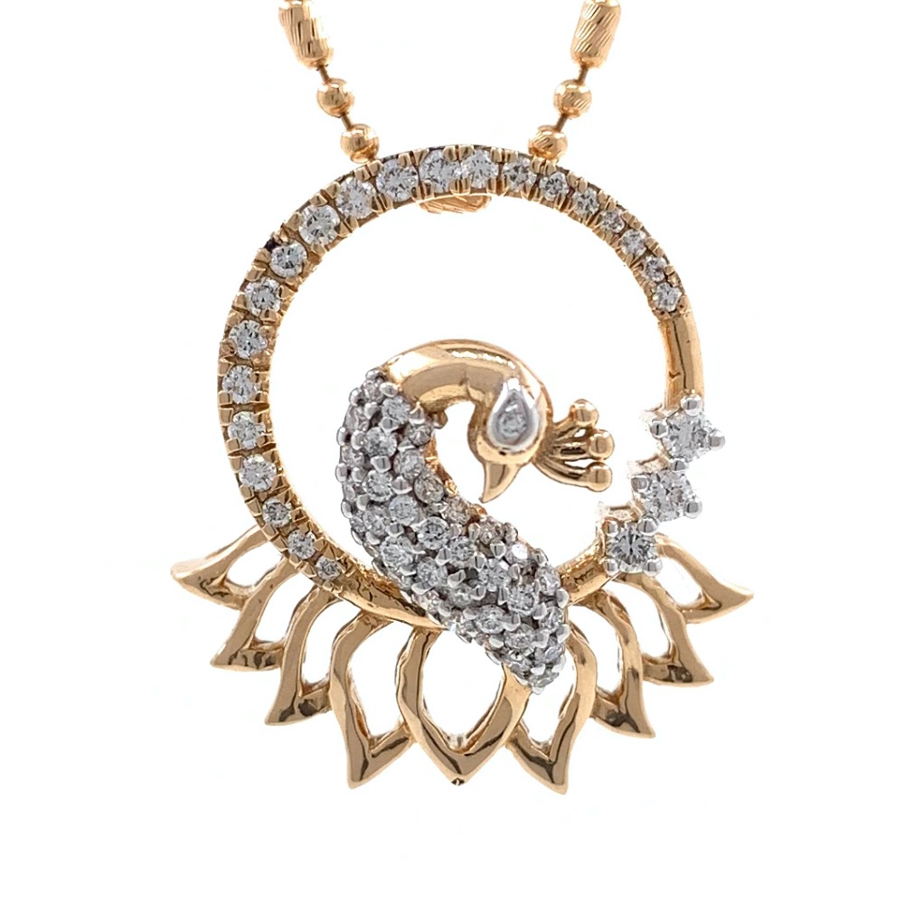 Peacock Design Diamond Pendant in 18k Rose Gold 9SHP28 - Image 2