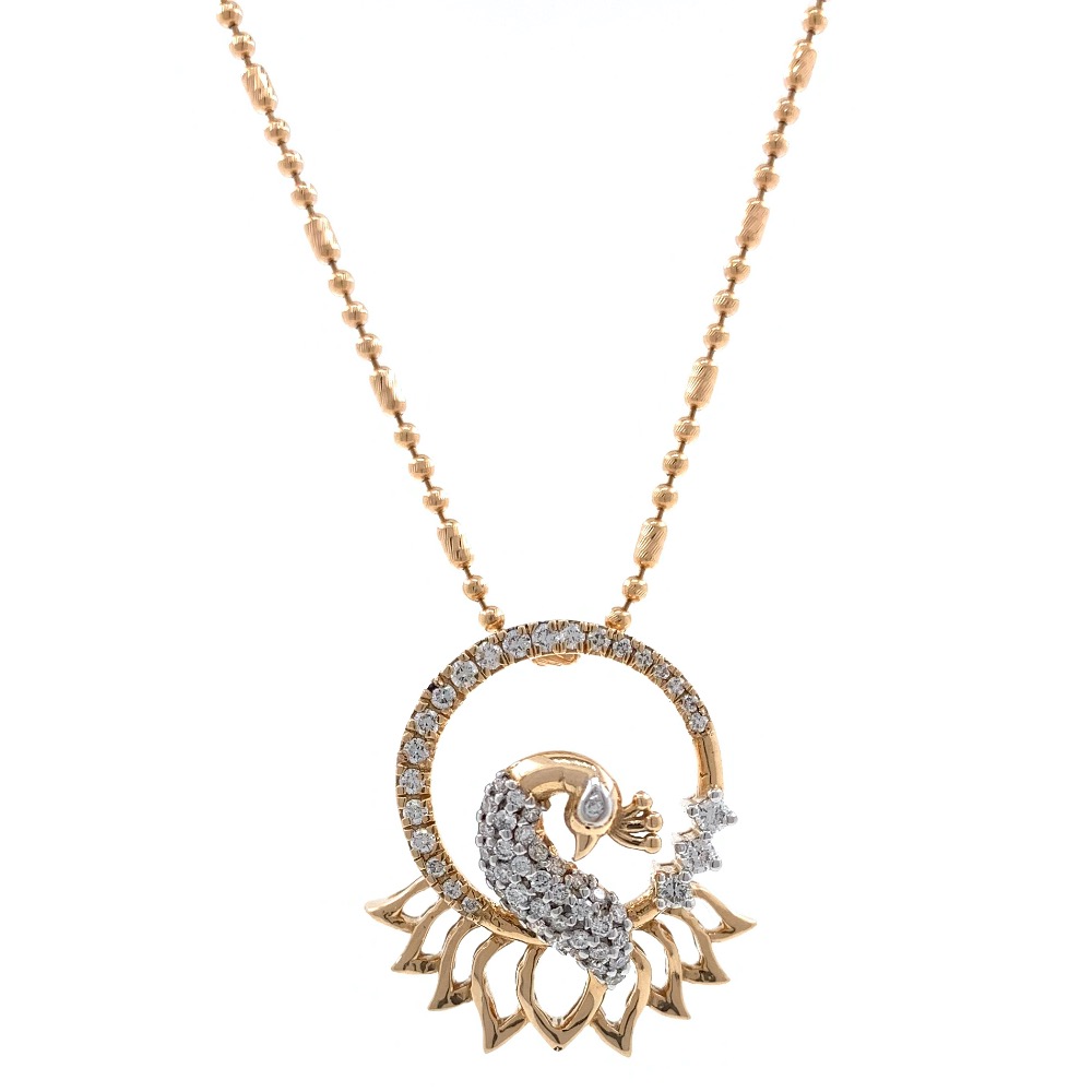 Peacock Design Diamond Pendant in 18k Rose Gold 9SHP28