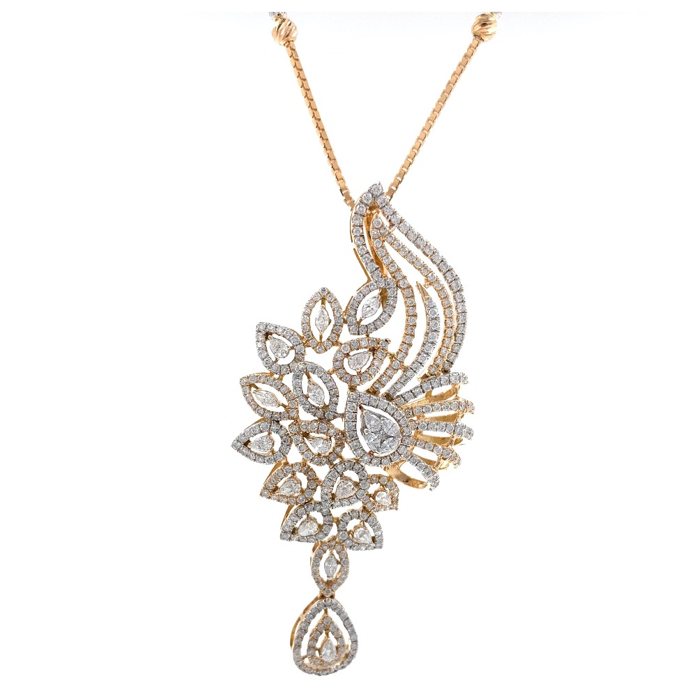 Suspendisse diamond pendant with drop in 18k rose gold 9shp26