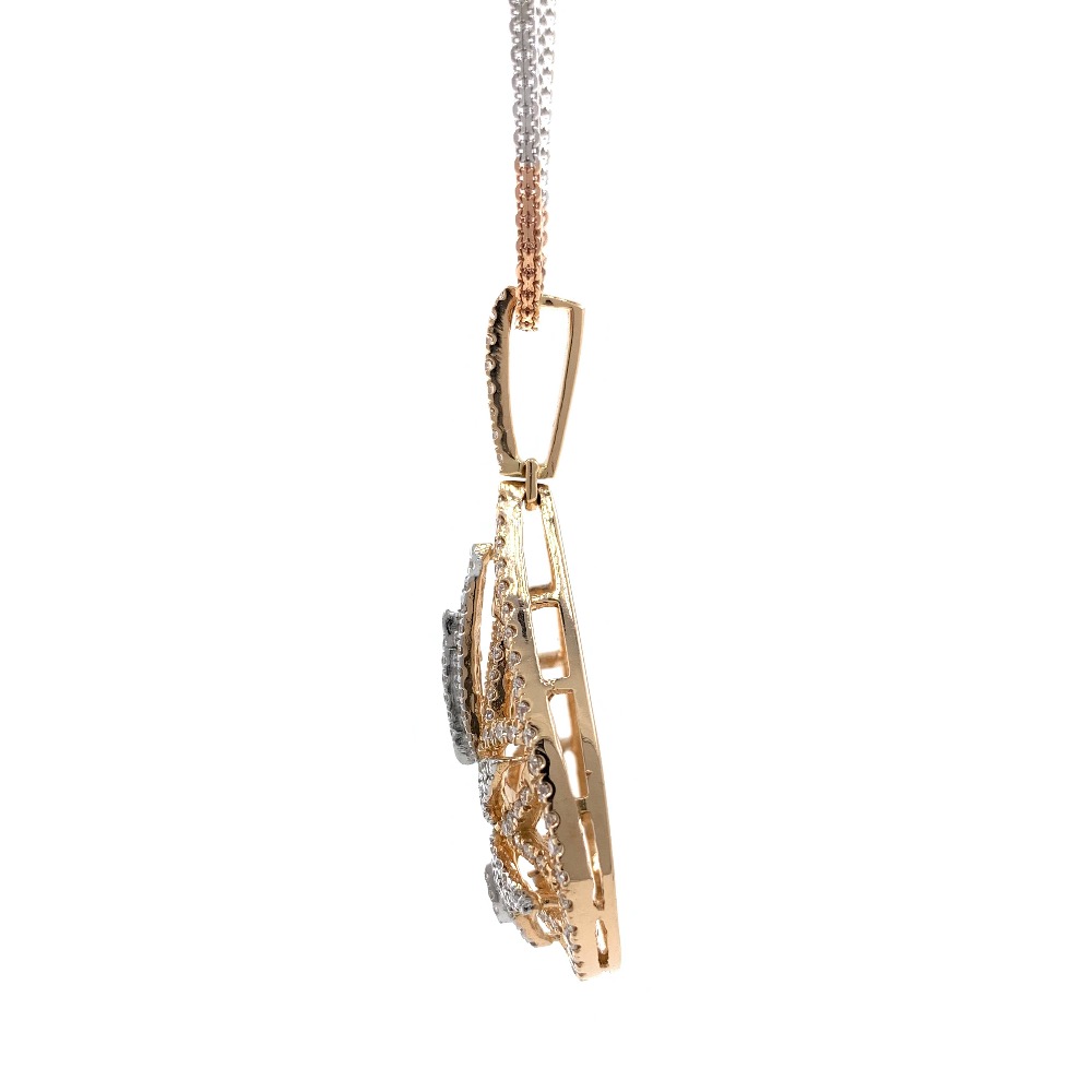 Six Petal Flower & Drop diamond pendant in 18k rose gold 9SHP15 - Image 4